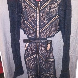 For Love & Lemons Emerie Cutout Dress navy blue s